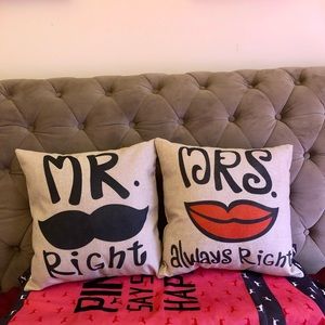 Mr.Right & Mrs.always Right Display Cushion Pillow